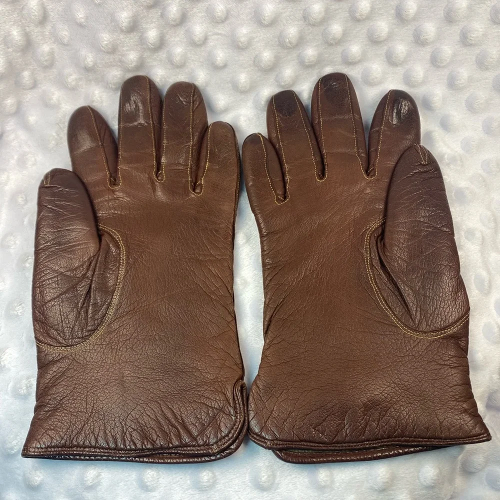 Vintage 1960’s Dark Brown Leather Gloves Fully Lined
